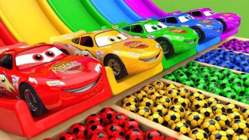 Lightning Cars Jump into Rainbow Colors